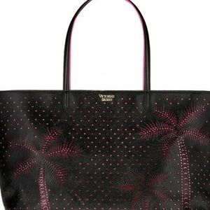 Victoria’s Secret Palm Tree Tote Bag And Sequin Cosmetic Bag Two Piece Set